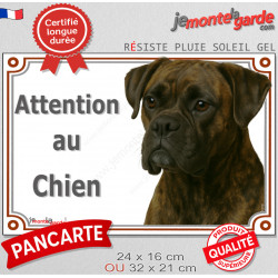 Boxer bringé, plaque portail extérieure "Attention au Chien" pancarte panneau photo Boxeur marron zébré