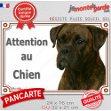 Boxer bringé, plaque portail photo extérieure "Attention au Chien" 2 tailles LUX D
