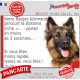 Berger Allemand Poil Long, Plaque humour "parcourt distance niche portail 3 secondes" pancarte panneau photo Attention au chien