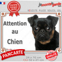 Petit Brabançon noir et feu, plaque portail "Attention au Chien" 2 tailles LUX D