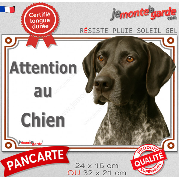 Braque Allemand noir, Plaque Portail extérieure "Attention au Chien" pancarte panneau attention au chien photo