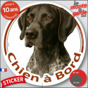Braque Allemand noir, sticker voiture rond "Chien à Bord" 2 tailles D