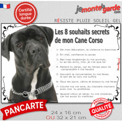 Cane Corso noir, plaque photo "Les 8 Souhaits Secrets" 2 tailles CDT D