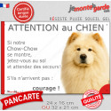 Chow-Chow crème, plaque extérieure humour "Attention au Chien, Jetez Vous au Sol" 2 tailles JET
