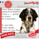 Setter Anglais tricolore, plaque humour "parcourt distance Niche - Portail moins 3 secondes, rapide" photo drôle