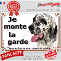 Setter Anglais noir, plaque portail "je Monte la Garde, risques périls" 2 tailles LUX D