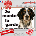 Setter Anglais tricolore, plaque portail "je Monte la Garde, risques périls" 2 tailles LUX D
