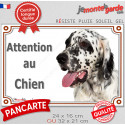 Setter Anglais noir, plaque portail extérieur "Attention au Chien" 2 tailles LUXE D