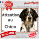 Setter Anglais tricolore Tête, plaque portail extérieur "Attention au Chien" pancarte porte, panneau rue entrée