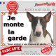 Bull Terrier Bringé Tête, plaque portail "je Monte la Garde, risques et périls" pancarte panneau bringué affiche photo