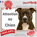 Amstaff bringé, plaque extérieure portail "Attention au Chien" 2 tailles LUX D