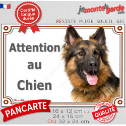 Berger Allemand noir et feu à poils longs Tête, plaque portail extérieur "Attention au Chien" pancarte panneau photo