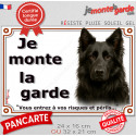 Berger Allemand noir poil long, plaque portail "Je Monte la Garde, Risques périls" 2 tailles LUX D