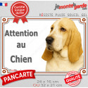 Basset Hound fauve clair, plaque portail extérieure "Attention au Chien" 2 tailles LUX D