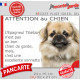 plaque portail humour "Attention au Chien, notre Epagneul Tibétain fauve charbonné, garde est une sonnette" pancarte photo