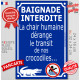 Pancarte extérieur humour "BAIGNADE INTERDITE, chair humaine malade les crocodiles..." résiste intempéries bassin piscine