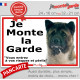 Akita Américain, plaque portail ECO "Je Monte la Garde, risques périls" panneau simple, pas cher mais durable