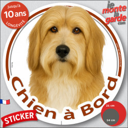 Bearded Collie fauve, disque autocollant voiture "Chien à Bord" 2 tailles D