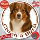 Berger Américain Miniature Tricolore rouge, sticker autocollant rond "Chien à Bord" disque photo adhésif voiture Aussie TOY