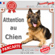 Berger Allemand à poils longs Couché, plaque portail "Attention au Chien" pancarte panneau photo