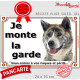 Akita Inu bringé Japonais, plaque portail "Je Monte la Garde, risques et périls" pancarte bringué attention au chien photo