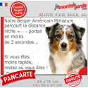 Berger Américain Miniature, plaque extérieure humour "distance Niche-Portail 3 secondes" 2 tailles 3S D