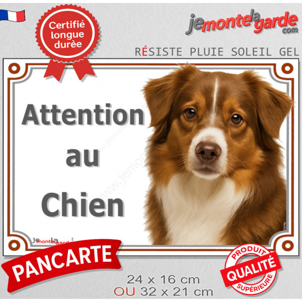 Berger Américain Miniature tricolore rouge, plaque portail "Attention au Chien" pancarte photo panneau aussie TOY australien