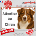Berger Americain Miniature tricolore rouge, plaque portail "Attention au Chien" 2 tailles LUX D