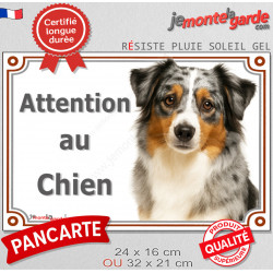 Berger Américain Miniature bleu merle, plaque portail "Attention au Chien" pancarte photo panneau aussie TOY australien arlequin