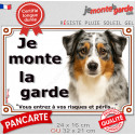 Berger Americain Miniature, plaque portail "Je Monte la Garde, risques périls" 2 tailles LUX D