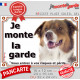 Berger Australien Tricolore Rouge, Plaque portail extérieure "Je Monte la Garde, risques périls" photo Aussie attention au chien