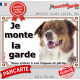 Berger Australien Tricolore Rouge, Plaque portail extérieure "Je Monte la Garde, risques périls" photo Aussie attention au chien