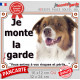 Berger Australien Tricolore Rouge, Plaque portail extérieure "Je Monte la Garde, risques périls" photo Aussie attention au chien