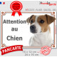 Jack Russell Fauve et Blanc, Plaque portail Attention au Chien, panneau photo affiche pancarte, marron orange