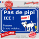 Plaque humour bleue "pas de pipi ICI", pancarte interdit chien uriner, panneau besoins