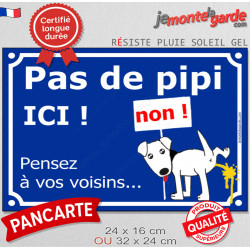 Plaque humour bleue "pas de pipi ICI", pancarte interdit chien uriner, panneau besoins