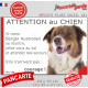 Berger Australien Tricolore Rouge, Panneau humour "Attention au Chien jetez-vous au sol et attendez" marrant plaque Aussie