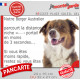 Berger Australien Tricolore rouge, plaque Portail humoristique "parcourt distance niche portail moins 3 secondes" pancarte photo