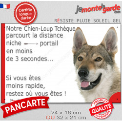 Chien-Loup Tchèque, plaque humour "distance Niche-Portail 3 secondes" 2 tailles D