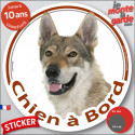 Chien Loup Tchèque, sticker voiture rond "Chien à Bord" 2 tailles D