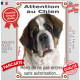 Saint-Bernard, Plaque Portail "Attention au Chien, pas sans autorisation" verticale, pancarte photo St-Bernard