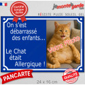 Photo Personnalisable, plaque humour "débarrassé des enfants, Chat allergique" 24 cm