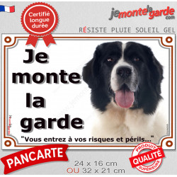 Landseer Tête, Plaque portail "portail Je Monte la Garde, risques périls" panneau affiche pancarte photo attention au chien