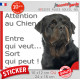 Rottweiler, sticker portail humour "Attention au Chien, Entre qui veut, sort qui peut !" photo pancarte autocollant Rott
