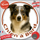 Border Collie bleu merle poils longs, sticker autocollant rond "Chien à Bord" Disque adhésif vitre voiture auto photo