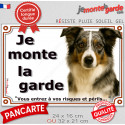 Border Collie bleu merle, plaque extérieur "Je Monte la Garde, risques périls" 2 tailles LUX D