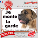 Cane Corso fauve, plaque portail "Je Monte la Garde, risques périls" 3 tailles LUX D