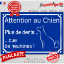 Plaque portail humour "Attention au Chien, plus de dents que de neurones !" 2 tailles D