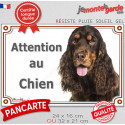 Cocker Anglais marron et feu, plaque portail "Attention au Chien" 2 tailles LUX D