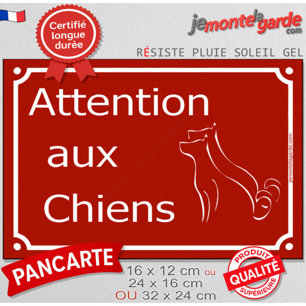 "Attention aux Chiens" Plaque de Rue pluriel Bordeaux panneau affiche pancarte portail couleur plusieurs chiens rouge basque